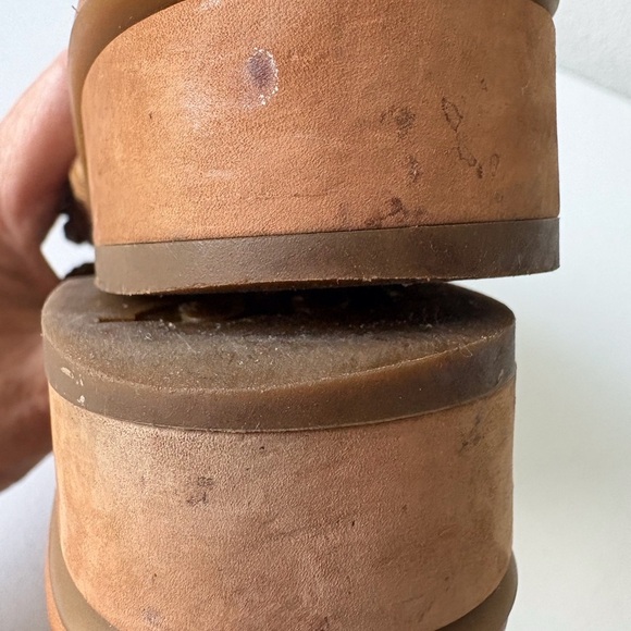 Paul Green Helena Women Size 8 Woven Leather Tan Sandals Slingback Heel Boho - Picture 9 of 15